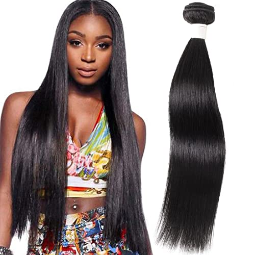Lizourey Hair Unprocessed Peruvian Virgin Hair Straight Hair One Bundle 10inch Virgin Human Hair Extension Weft Natural Black Color (100+/-5g)/pc Can be Dyed and Bleached