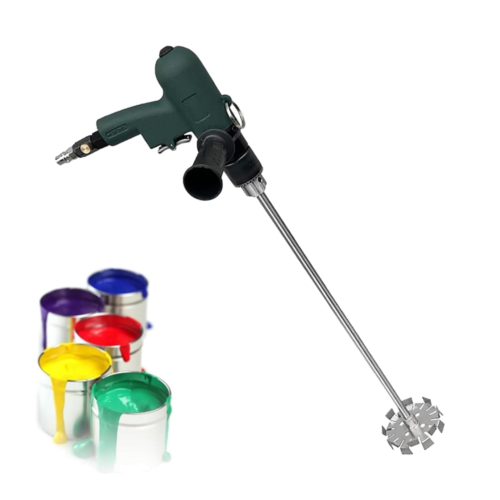 Mezclador neumático portátil, agitador de pintura de mano con velocidad ajustable de 1800 rpm, varilla de 23.6 pulgadas, agitador de acero inoxidable para mezclar y agitar pintura eficientemente