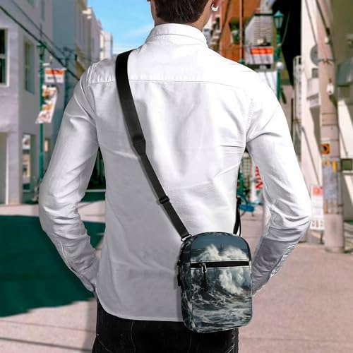 Personalized Small Crossbody Bag Water Resistant Messenger Bags Mini The Sea Waves Printing SlingBag For Men Women4