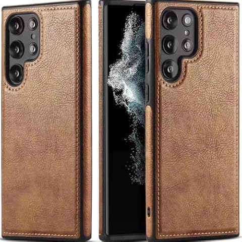 Yueyoer Leather Case for Samsung Galaxy S23 Ultra Vintage Business Slim Thin Drop and Scratch Resistant Full Protective Phone Cover Cases for Samsung Galaxy S23 Ultra 6.8''（Black） Cover