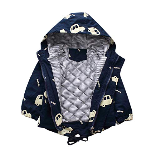 Shan-S Toddler Kids Baby Boy Jacket Outwear,Boys Long Sleeved Cartoon Hooded Cotton Quilted Warm Thick Winter Loaded Korean Version of The Car Printed Jacket Coats