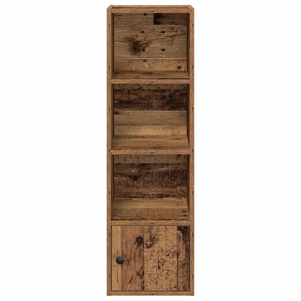 Librería con aspecto de madera envejecida, 31 x 24 x 102 cm, estantería estrecha con puerta, estantería versátil vintage para biblioteca, estantería, estantería baja, alto espacio de