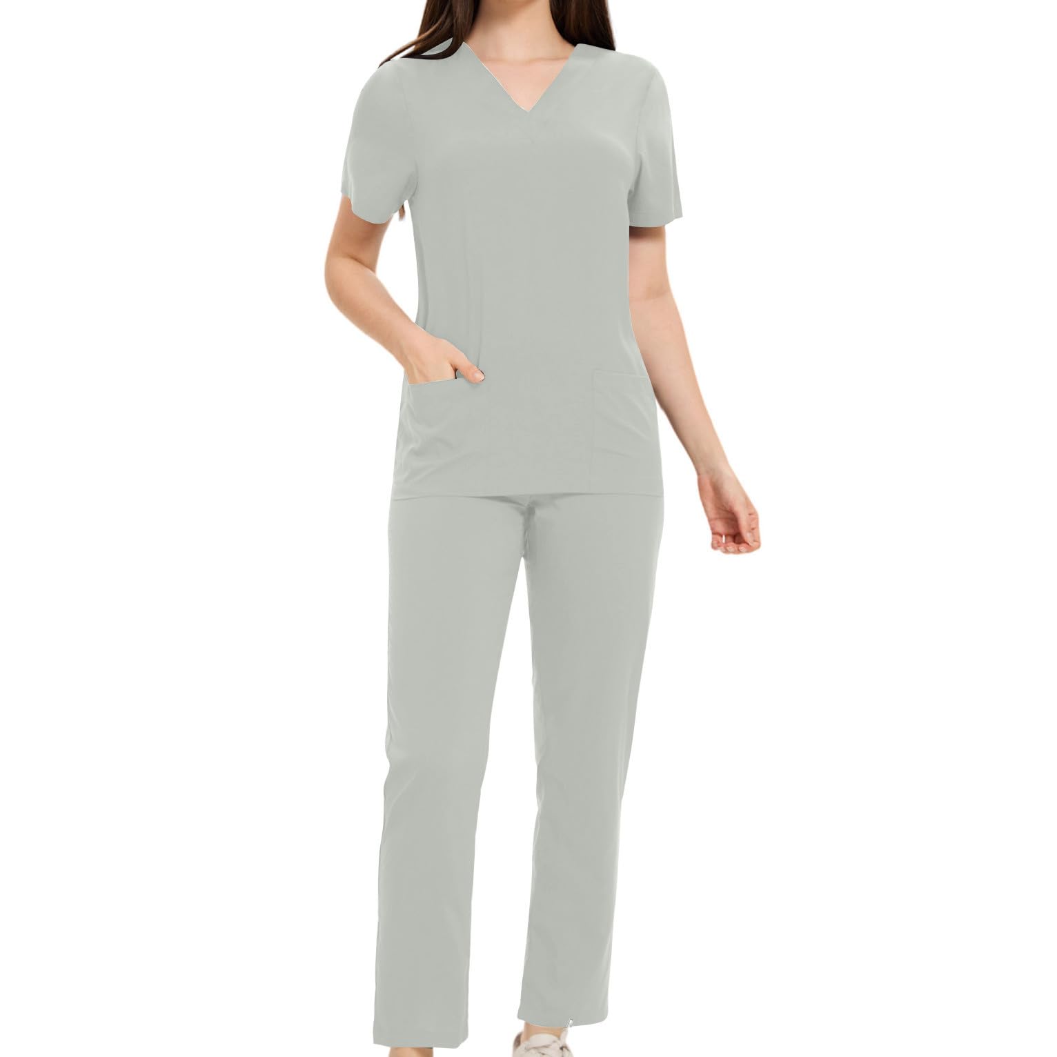 V Neck Top and Pants Set Womens Casual Lounge Wear Short Sleeve Soft Comfy Two Piece Relaxation Outfit