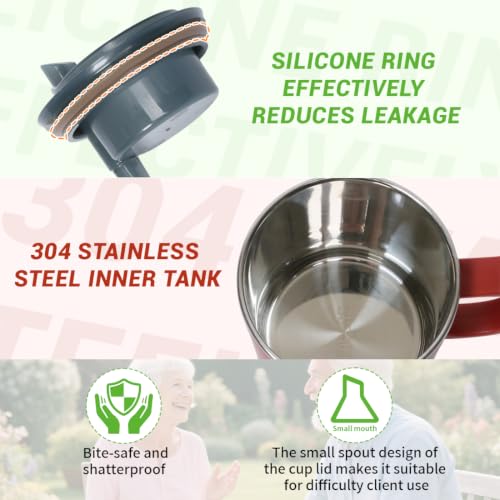 Image of Dysphagia Regulating Drinking Cup for Swallowing Difficulty Adults with 5cc 10cc 15cc Sip Options, Limited Slow Flow Cup for Choke Prevention (Red)