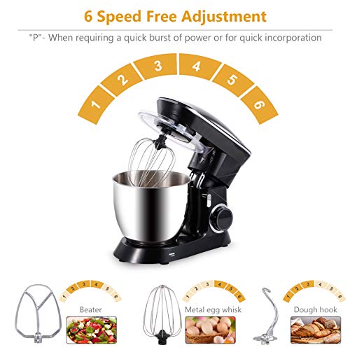 Küchenmaschine Decdeal 6,5L Knetmaschine Teigmaschine Rührmaschine, 1400W, 6+1 Geschwindigkeit, Inkl. Rührhaken… – Bild 5