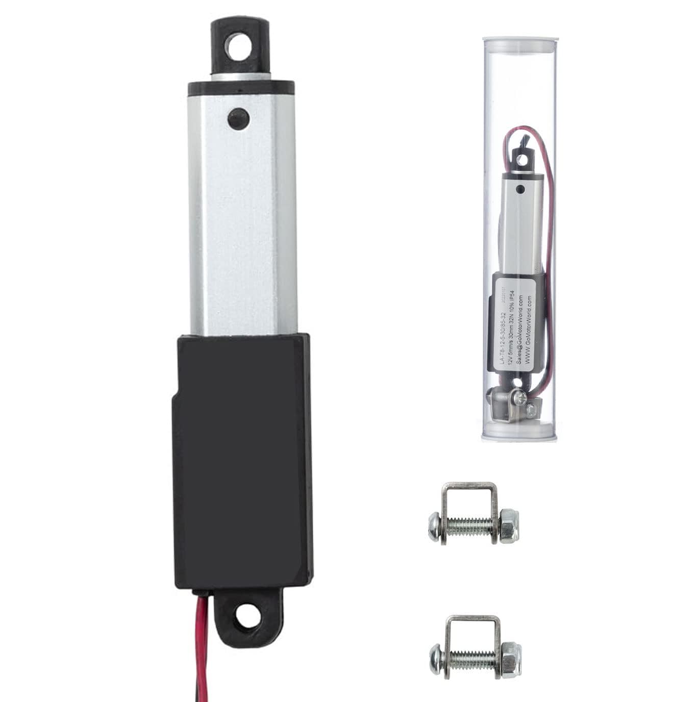 12V IP54 Linearantrieb 100mm Hub 64N 15mm/s Wasserdicht Linear Actuator mit Montagebügeln