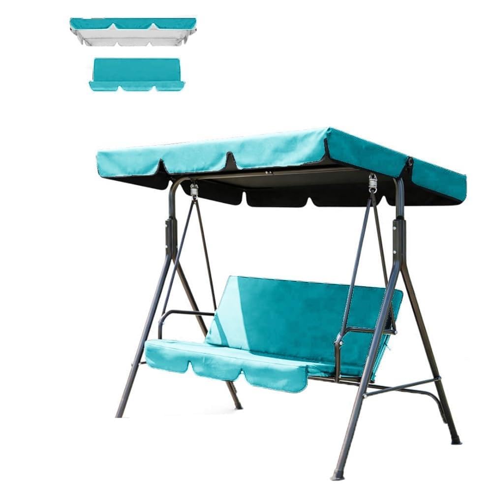 Toit De Balancelle Ensemble Toile De Balancelle De Jardin Avec Toit Et Coussin Imperméable Toit De Rechange Pour Balancelle De Jardin 2-3 Places(Blue,249x185cm/98x73in)