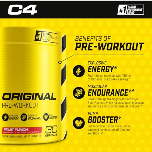 Cellucor Pre Workout & Creatine Bundle, C4 Original Pre Workout Powder, Fruit Punch, 30 Servings + Cor Performance Creatine Powder, 72 Servings - image 3