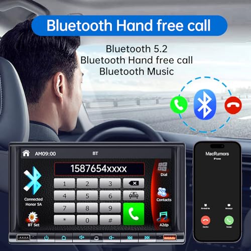 Zeminba 7 Inch Double Din Car Stereo for Wireless Carplay&Android Auto with Voice Control,Car Radio with HD Touch Screen Bluetooth5.2, AM/FM/Mirror Link/Backup Camera/SWC/AUX/MIC/DSP - Image 5