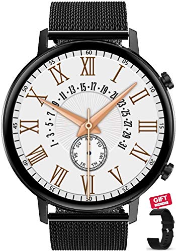 Smartwatch für Herren Damen Kinder, 1,3 Zoll HD Rund Smartwatch Fitness Uhr Wasserdicht Sport Armbanduhr Fitness Tracker Metallarmband für