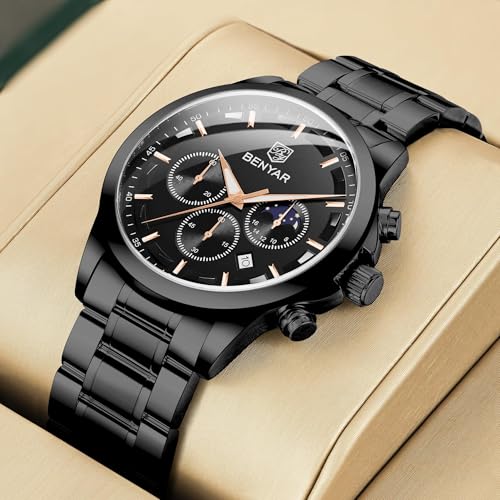 Image of BENYAR Mens Watches Analog Quartz Chronograph Waterproof Wrist Watches for Men Fashion Business Work Casual Sport Designer Dress Watch with Calendar Elegant Gifts for Men
