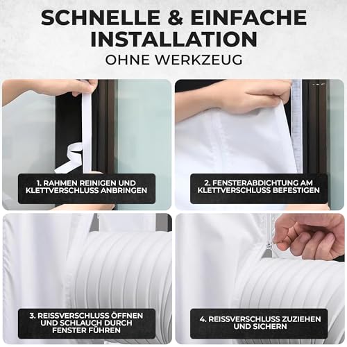 Fensterabdichtung für Klimaanlage - 400cm - Effektive Isolation für Fenster – Einfach zu Installieren, Energiesparend & Passgenau für Mobile Klimaanlagen,Reduziert Wärme und Kälte – Wiederverwendbar
