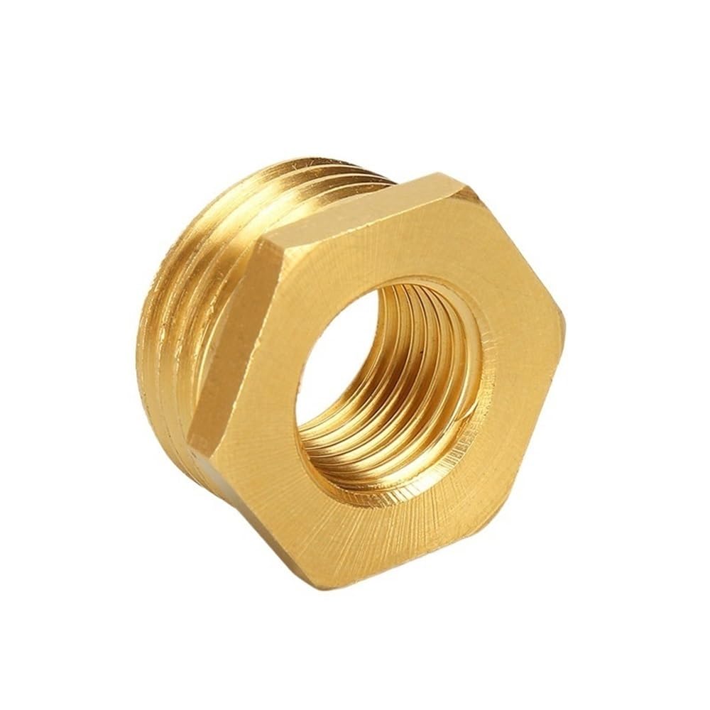 Threaded Pipe Connector Hex Bushing Reducing Adapter BSP Brass Reducer Pipe Fitting, Female to Male Thread Copper Water Connector 1 piece(5 * 9.5mm)
