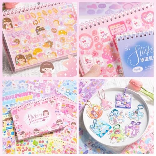 Image of FAMOUS QUALITY Kawaii Stickers Book - 50 Sheets /4000 Stickers, Cartoon Theme Sticker for Girls, Cute Washi Sticker for Project, Japanese Style Decorative Sticker, Self-Adhesive (Maruko & Friends)