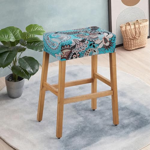 Image of YISUN Stool Covers Rectangle - 2 Pack Stretch Waterproof Saddle Seat Cover Counter Bar Stools Bar Chairs Covers Kitchen Island Chairs Cushion Protector (2, F-Light Green)