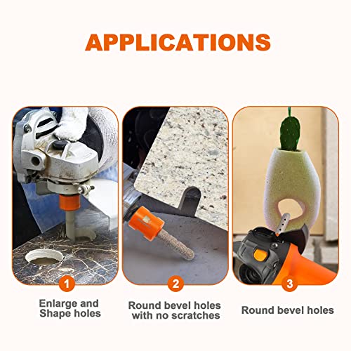 Diamond Finger Milling Bits,BRSCHNITT 10mm Dry Core Drill Bit with M14 thread for Enlarging Shaping Existing Holes of Porcelain Tile Ceramic Marble Granite Countertop - Image 3