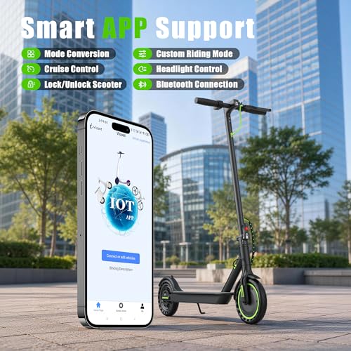 Image of WERHY Electric Scooter Adults, 350W /500W /1000W Powerful Motor, 19 MPH Max Speed, 16 /28 Miles Long Range, 8.5 inch Folding E Scooter with Dual Braking, Smart APP