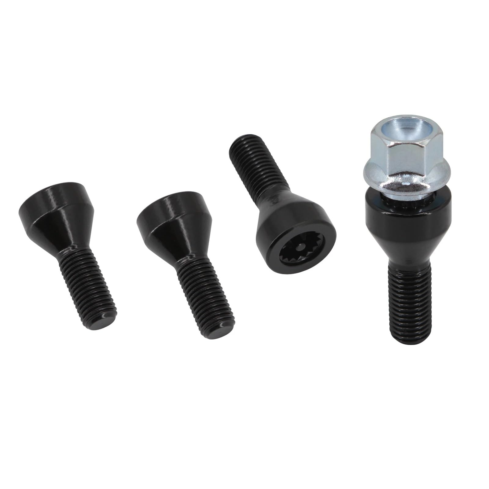Kompatibel Mit Mini für Cooper Radschloss-Set Radmuttern Schrauben mit Schlüssel M12 x 1,5 Alufelgen-Stehbolzenschraube 36136786419 Automotive Radschrauben