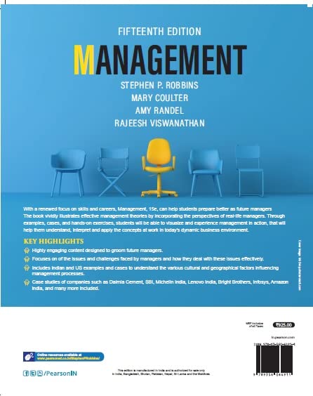 Back cover of Pearson Management, 15th Edition textbook