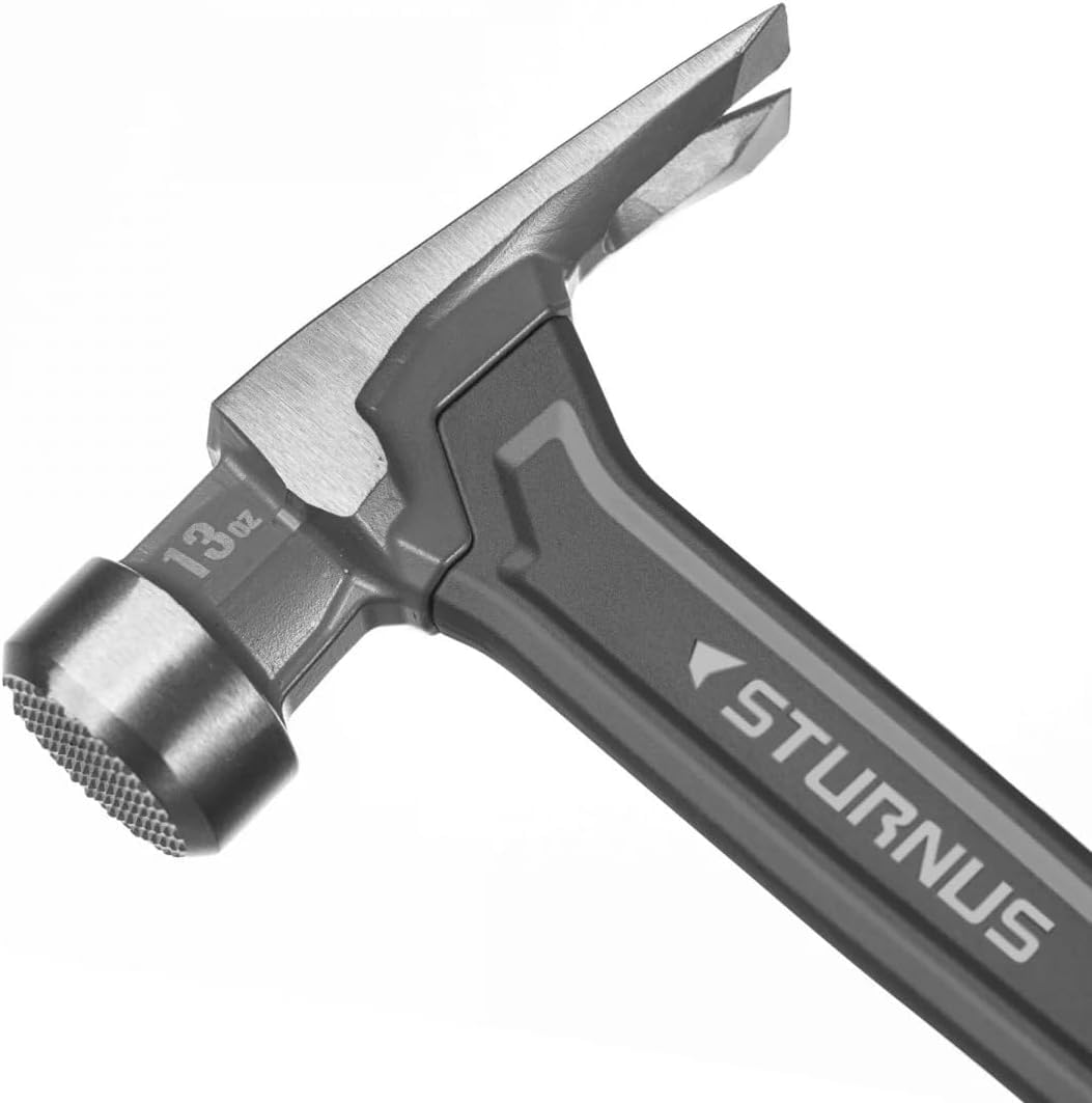 Sturnus Martello da carpentiere Velocity Rip da 368,5 g, in alluminio leggero ed ergonomico, di grado professionale con impugnatura antivibrazione (faccia zigrinata, manico lungo)