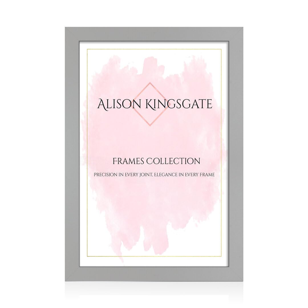 Alison Kingsgate Modern A1 Light Grey Picture Frames- Engineered Wood Photo Frame with Shatterproof Perspex Front- Ideal for Posters, Certificates & Artwork- Wall Mount or Tabletop Display — image 1