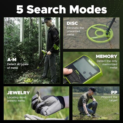 Hazlewolke Metal Detector for Adults, 5 Professional Mode with Higher Accuracy 10” Waterproof Coil for Gold Detecting