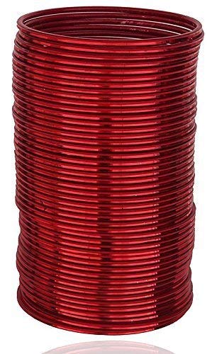 Silver Tone Metal Bangles Set for Wedding - Maroon