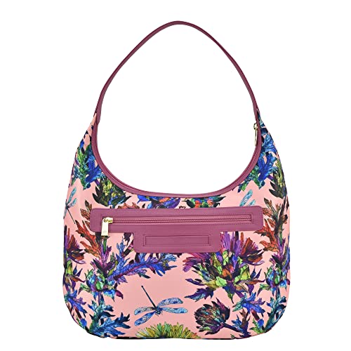 Image of Anuschka Large Sling Hobo - Wanderlust Collection - Nylon Fabric with Genuine Leather Trim and Artwork Print