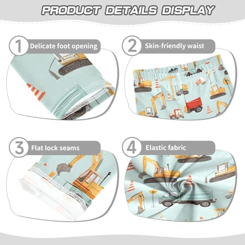 Boccsty Cartoon Road Signs Construction Vehicles Girls Leggings Kids Yoga Pants Dance Active Tights 4T3