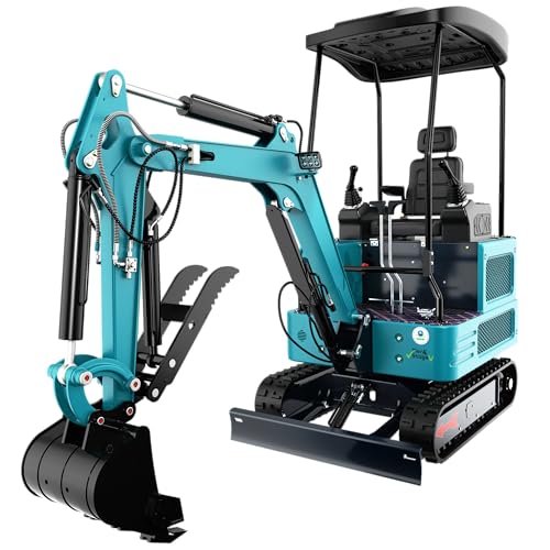 MACHPRO 4000lb Mini Excavator with KubotaDiesel Engine | Compact Excavator for Digging Trenching Farm & Landscaping | EPA Certified Shipping & Unloading Included (Turquoise Blue)