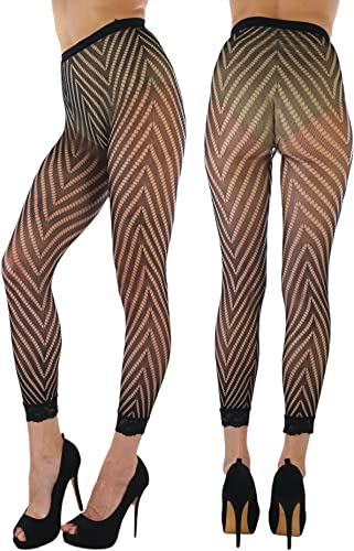 Image of ToBeInStyle Women's Single Floral Lace Fishnet Tights Footless & Stirrup Design