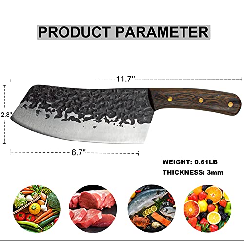 Zeng Jia Dao Chef Cleaver Vegetable Knife 7 Inch High Carbon Steel With Wenge Wood Handle Camping Cooking Knife Kitchen Cooking Cutlery For Home & Restaurant #TOP2