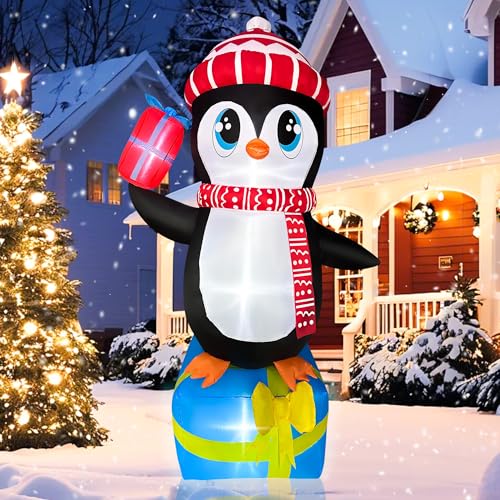 Aufblasbarer Weihnachtspinguin mit Geschenkboxen