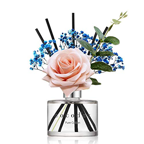 Cocod'or Rose Flower Reed Diffuser, Pure Cotton Reed Diffuser, Reed Diffuser Set, Oil Diffuser & Reed Diffuser Sticks, Home Decor & Office Decor, Fragrance and Gifts, 6.7oz