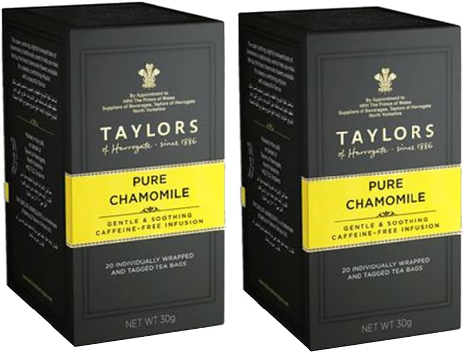 Taylors Of Harrogate Pure Chamomile Tea Gentle & Soothing Cafffeine-Free Infusion, 20 Individually Wrapped Tea Bags 30g (Pack of 2)