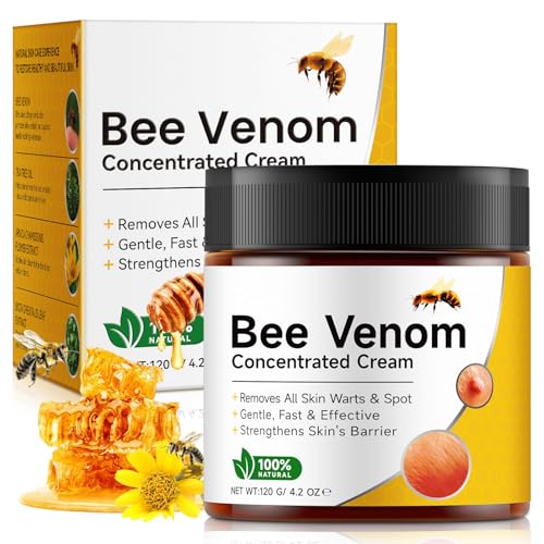 Bee Venom Cream 120g - 100% Natural Skin Wart & Tag Remover Collagen Boost & Firming Formula with Tea Tree Oil Anti-Aging Soothing & Repairing Moisturizer for All Skin Types 4.2oz