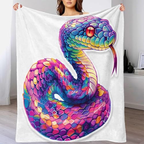 Couverture serpent colorful jeté de canapé lit moelleuse microfibre 3D - 4