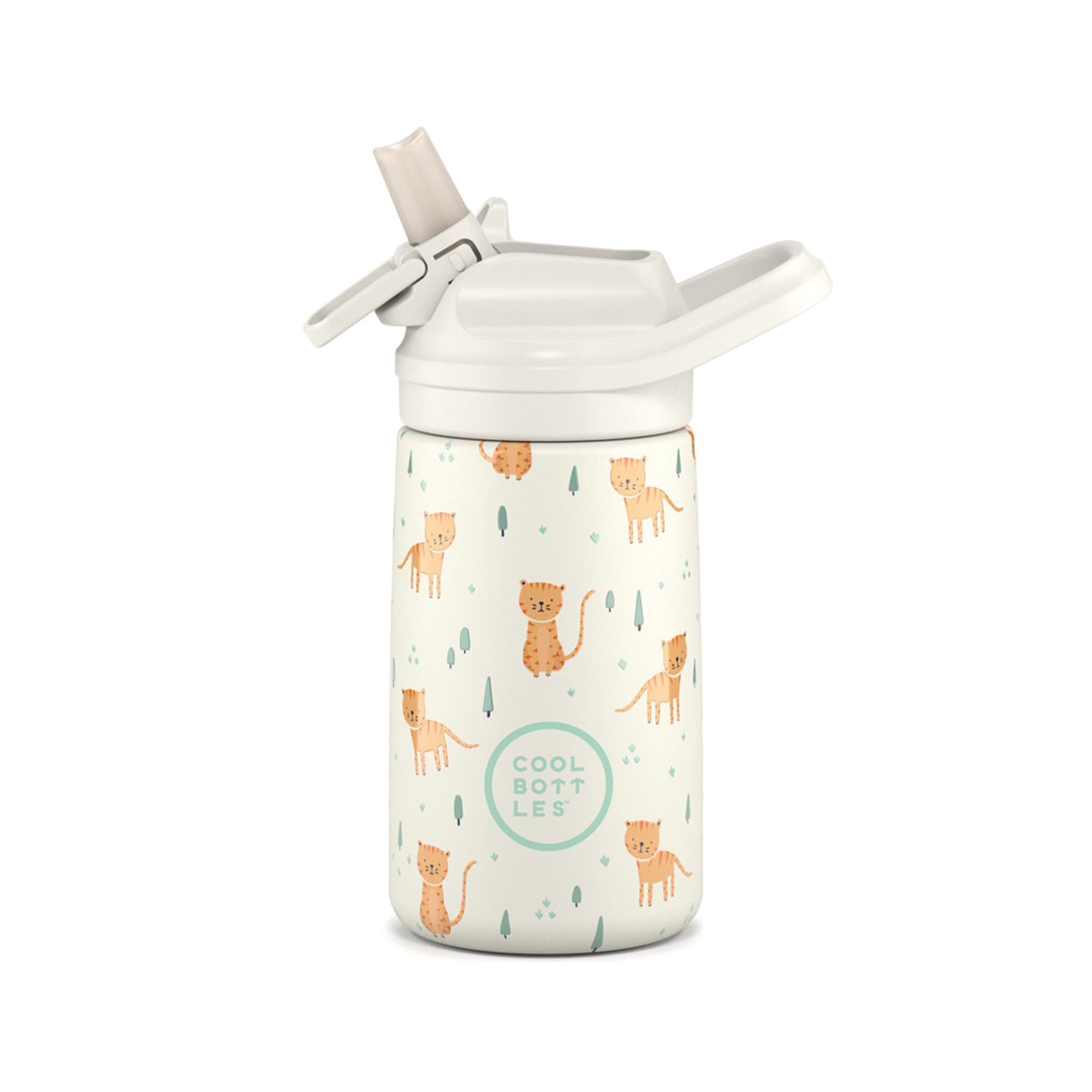 Cool Bottles - Stainless steel water bottle for kids, insulated bottle for kids - Drinks cold for 36 hours and hot for 18 hours- Whisker Kittens 350ml