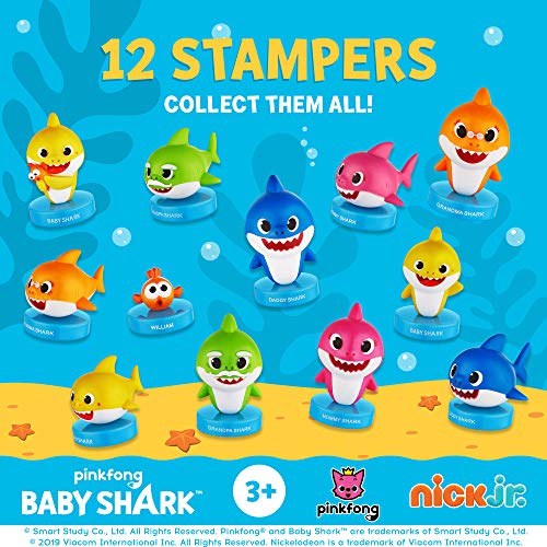 Baby Shark Toy Stampers Set Of 5 – Self-Inking Baby Shark Toys, Action Figures, Party Decor, Birthday Party Supplies, Cake Toppers – Parent, Baby, Grandparent Sharks And William - Party Decor (B) #TOP2