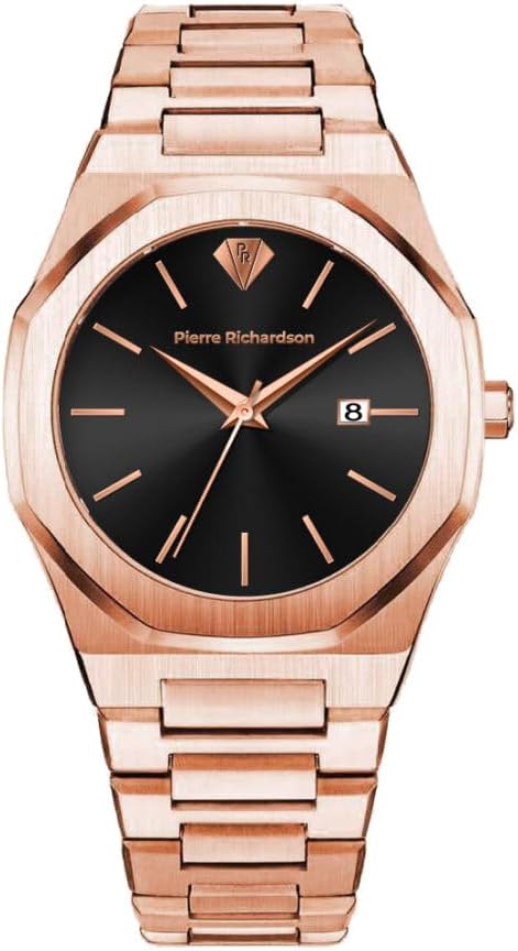 PIERRE RICHARDSON Men’s Luxury Watch – Japanese Quartz Movement, Stainless Steel, 41mm, 5ATM Water Resistant, Scratch-Resistant Sapphire Crystal Glass – Classic Dress Watch for Men
