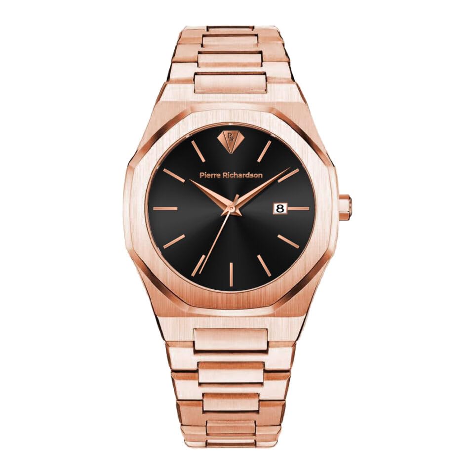 PIERRE RICHARDSON Men’s Luxury Watch – Japanese Quartz Movement, Stainless Steel, 41mm, 5ATM Water Resistant, Scratch-Resistant Sapphire Crystal Glass – Classic Dress Watch for Men