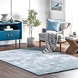 nuLOOM 3' x 5' Cozy Plush Area Rug, Machine Washable, Non-Slip, Soft Fluffy Shag Carpet for Living Room Bedroom Kids Room Nursery Home Decor, Loni Light Blue