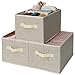 GRANNY SAYS Storage Basket for Shelves, Fabric Closet Storage Bins Cube Box with Handle Home Office Fabric Organizer, Large, Beige, 3-Pack