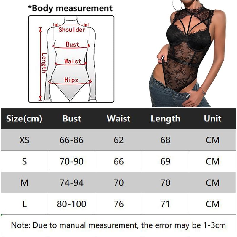 Haibang Body Femme Sexy Bodysuit en Dentelle Florale Spaghetti Bodys en Maille Transparente Bodycon Body Lingerie Dos Nu Élégant Corset Tops Une Pièce Combinaisons Jumpsuit Party Justaucorps Clubwear