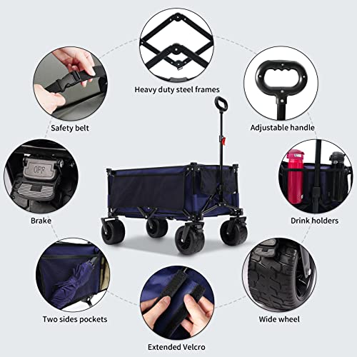 image for Vidoauto Collapsible Outdoor Utility Wagon Heavy Duty Folding Garden P