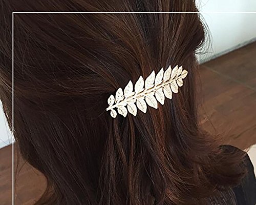 2 pinzas para cabello de metal con diseño de hoja miniatura 4