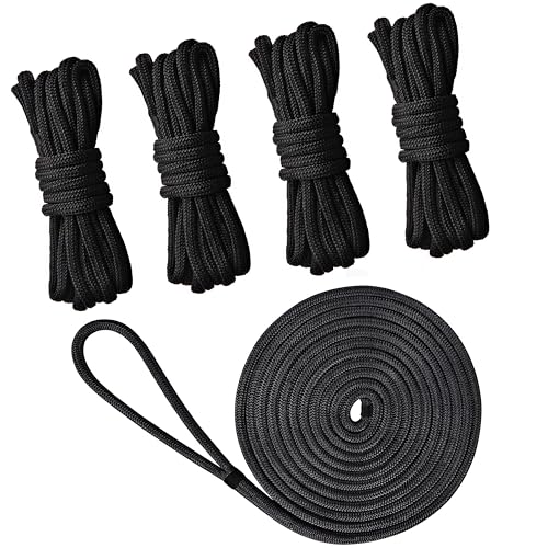 Cordes de quai de bateau double tressage nylon 7.6m pour amarrage sécurisé