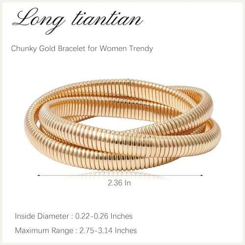 Image of Long tiantian Gold Bangles for Women Bangle Bracelets Chunky Bangles Bracelets Non Tarnish Gold /Silver Bracelet for Women Trendy Jewelry Gifts