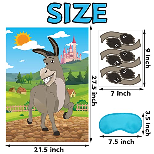 Joy Bang Pin The Tail on The Donkey for Kids with Tail Stickers and Eye Masks, Boys Girls Birthday Party Games Activities Crafts Decorations, Carnival Fiesta Party Supplies Favors Gifts for Children