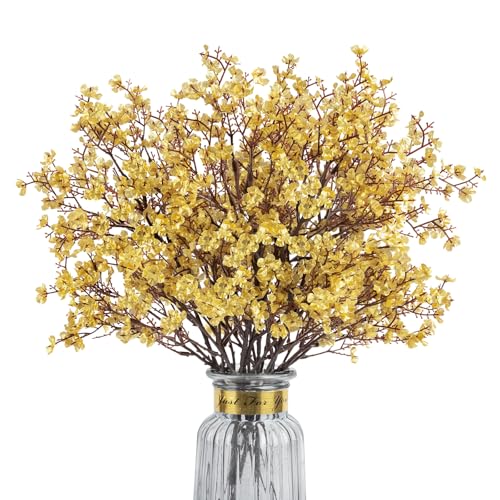 Artificial Babys Breath Flowers Real Touch Fake Gold Flower Decoration 8Pcs